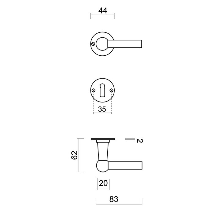 HDD Door handles Petra NM L+L in rust colour