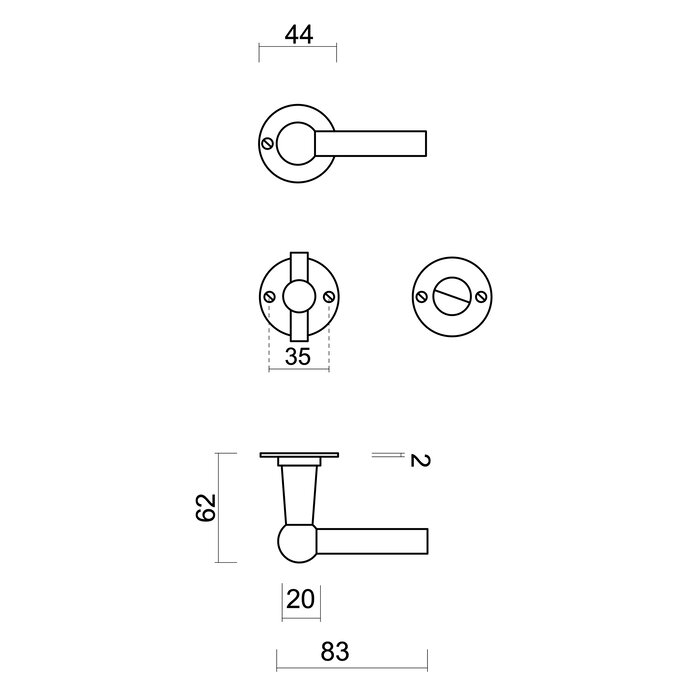 HDD Door handles Petra NM L+L in rust colour