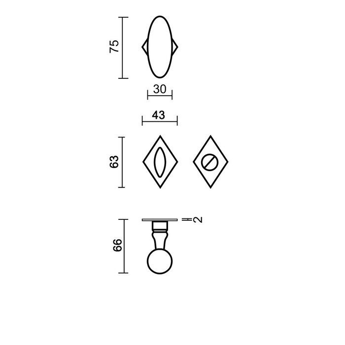 HDD Poignées de porte couleur rouille « Olive diamond »