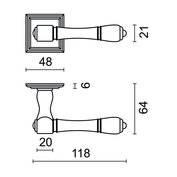 HDD Door handles Carre in rust color - Square