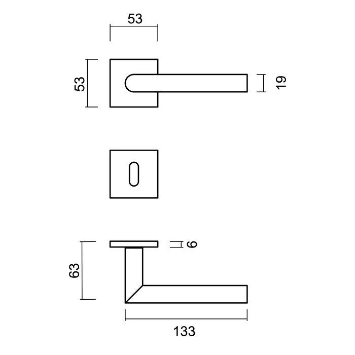HDD RVS deurklinken flat square "I-shape 19mm" ook voor buiten