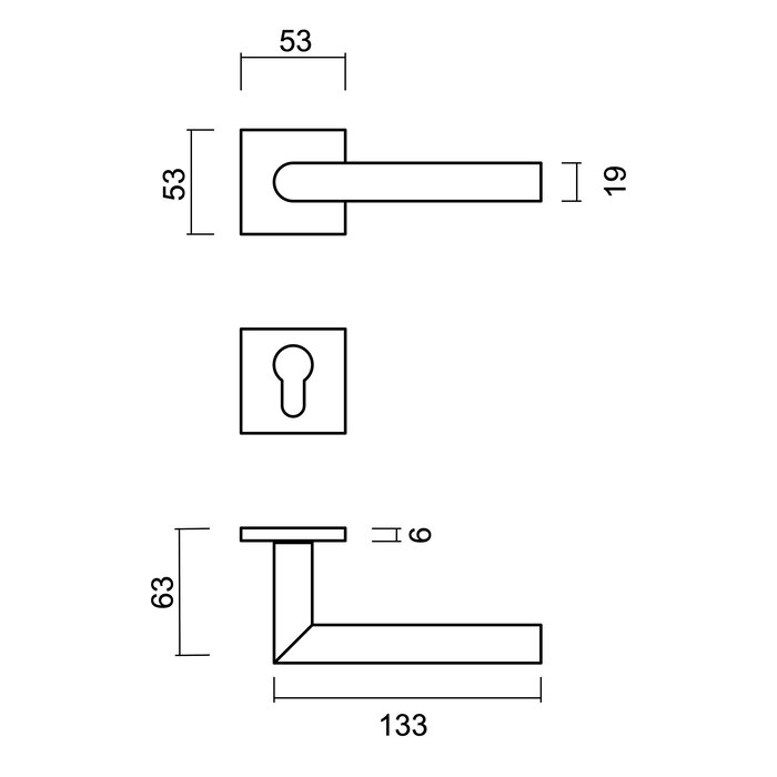 HDD Poignées de porte plates carrées en acier inoxydable « en forme de I 19 mm » également pour l'extérieur