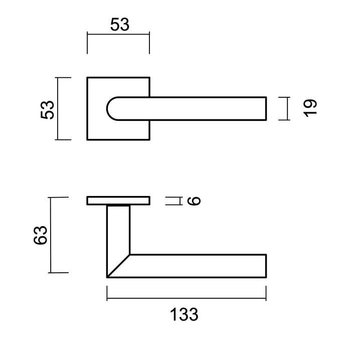 HDD Stainless steel door handles flat square "I-shape 19mm" also for outdoor use