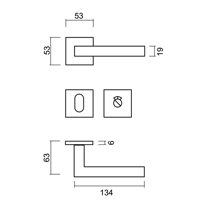HDD Poignées de porte HDD plates « forme cubique 19 mm » en acier inoxydable, également pour une utilisation en extérieur
