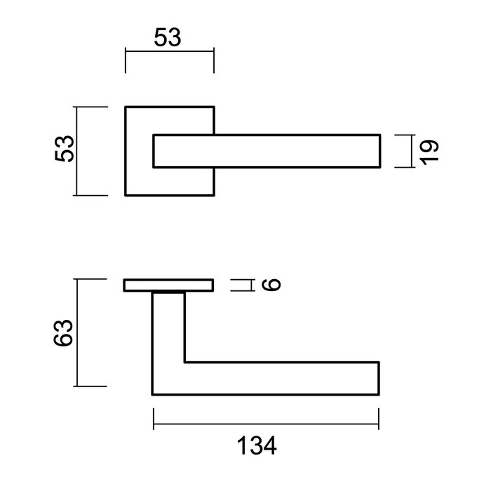 HDD HDD Deurklinken flat "kubic shape 19mm" RVS plus ook voor buiten