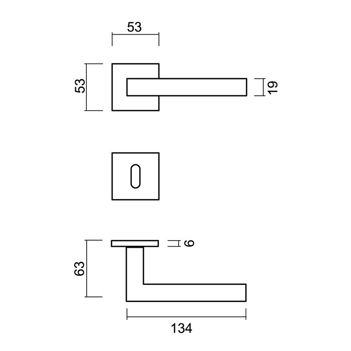HDD HDD Deurklinken flat "kubic shape 19mm" RVS plus ook voor buiten