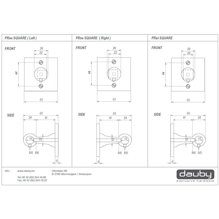 Dauby Piece end support Square raw metal (RM) on square rosette
