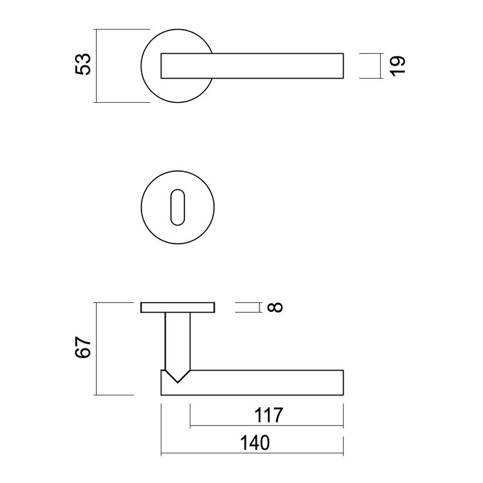 HDD Poignées de porte « en T 19 mm » en acier inoxydable plus également pour une utilisation extérieure