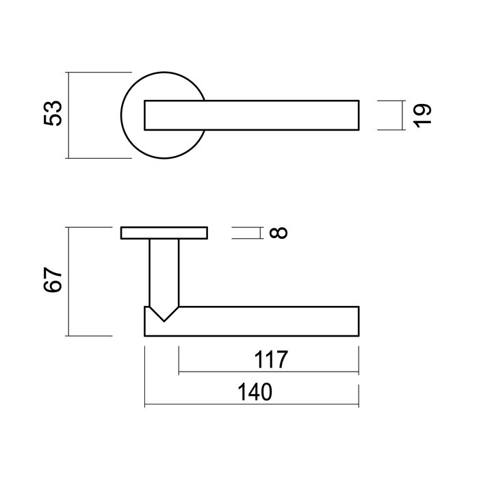HDD Door handles "T shape 19mm" stainless steel plus also for outdoor use