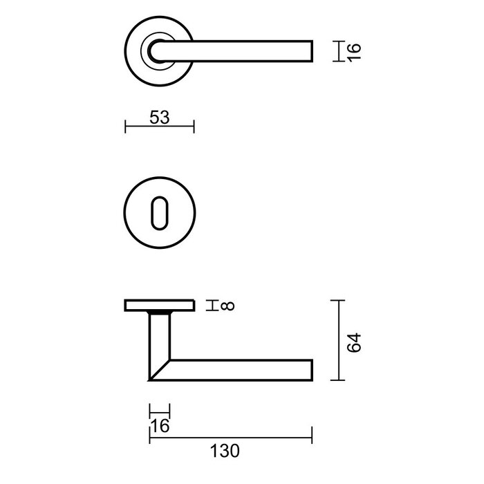 HDD Stainless steel door handles "Rocker" 16 mm also for outdoor use