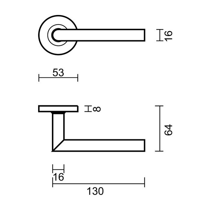 HDD RVS Deurklinken "Rocker" 16 mm ook voor buiten