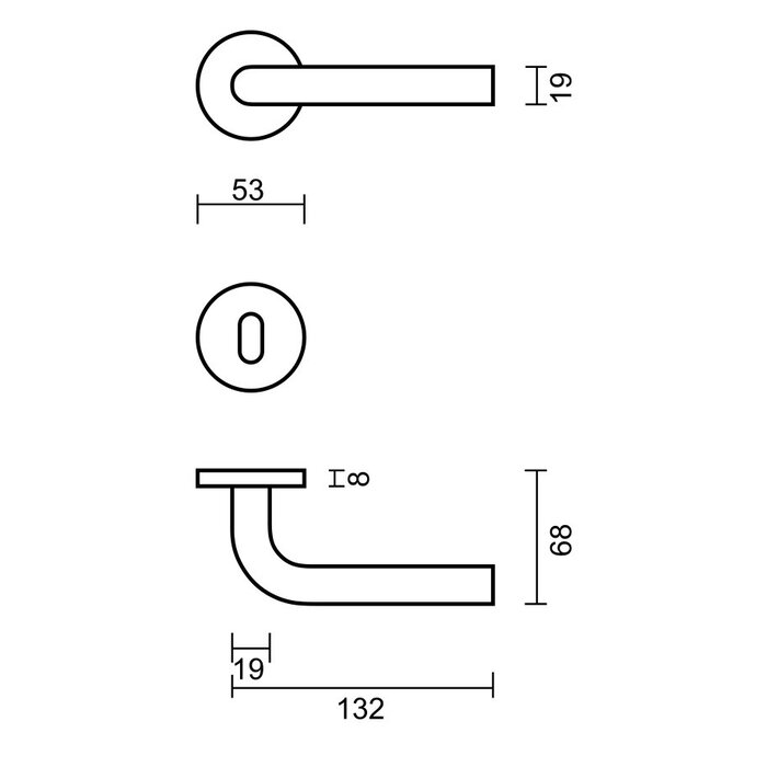 HDD Stainless steel door handles "Jive 19 mm" also for outdoor use