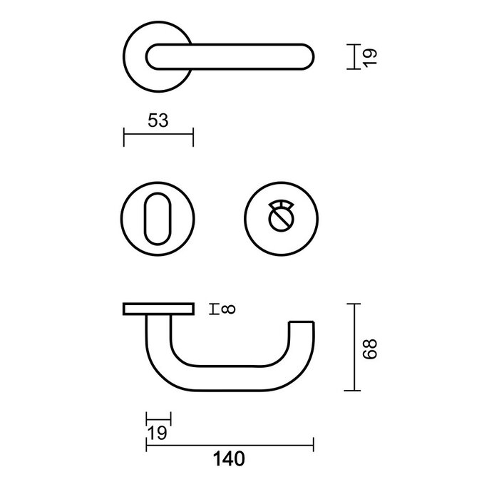 HDD Edelstahl Plus Türgriffe "U-Form" 19mm auch für den Außenbereich