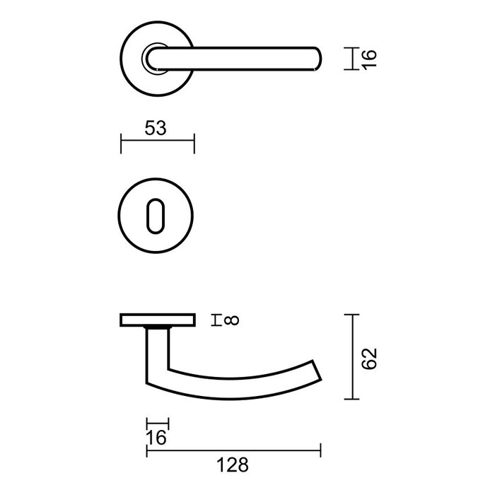 HDD Stainless steel door handles "Wals" 16mm