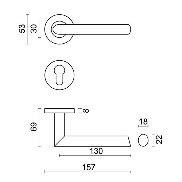 HDD Stainless steel door handles 'Ellips' also for outdoor use
