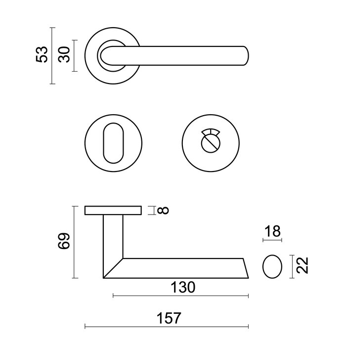 HDD Stainless steel door handles 'Ellips' also for outdoor use