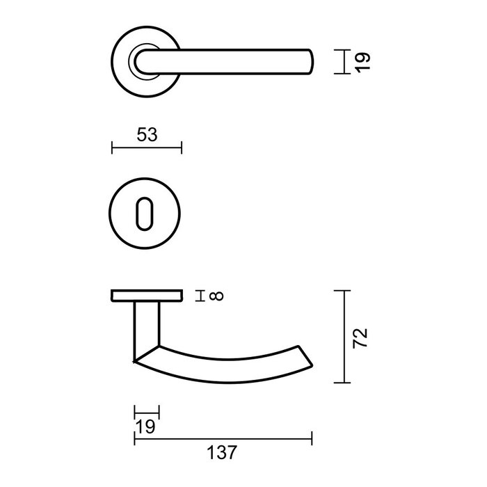 HDD Türgriffe Eco C-Form 19 mm