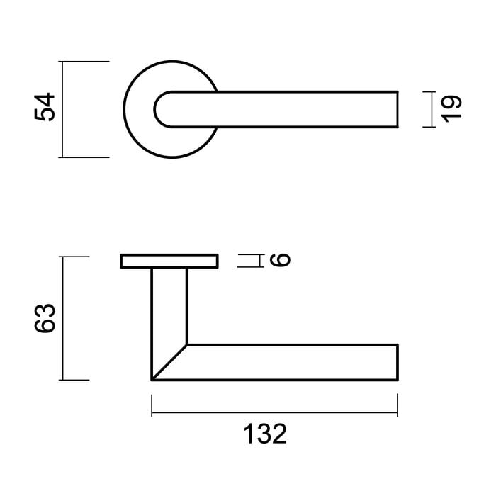 HDD Poignées de porte en acier inoxydable « Flat » en forme de I 19 mm également pour l'extérieur