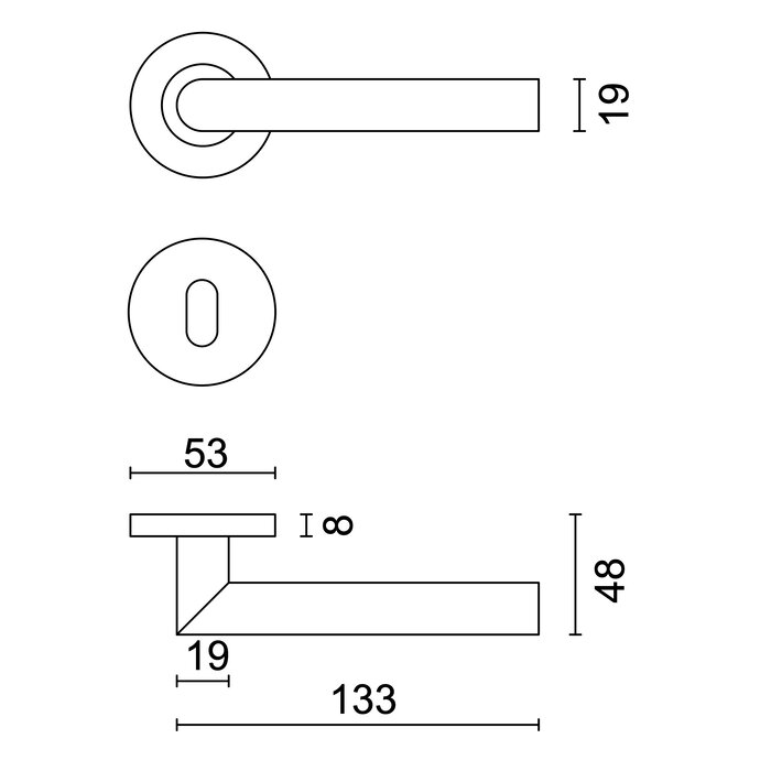 HDD Stainless steel door handles 'roller shutter I shape' also for outdoor use