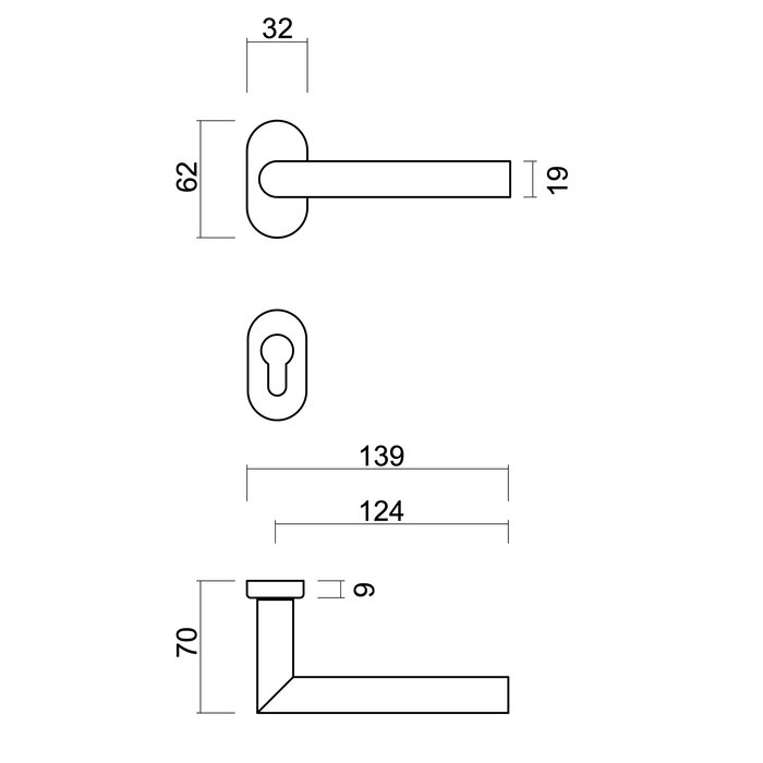 HDD Poignées de porte en acier inoxydable profil « I Shape » également pour une utilisation extérieure