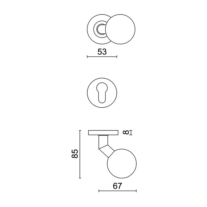 HDD Poignées de porte/boutons de porte en acier inoxydable Forme BS 50 mm également pour l'extérieur