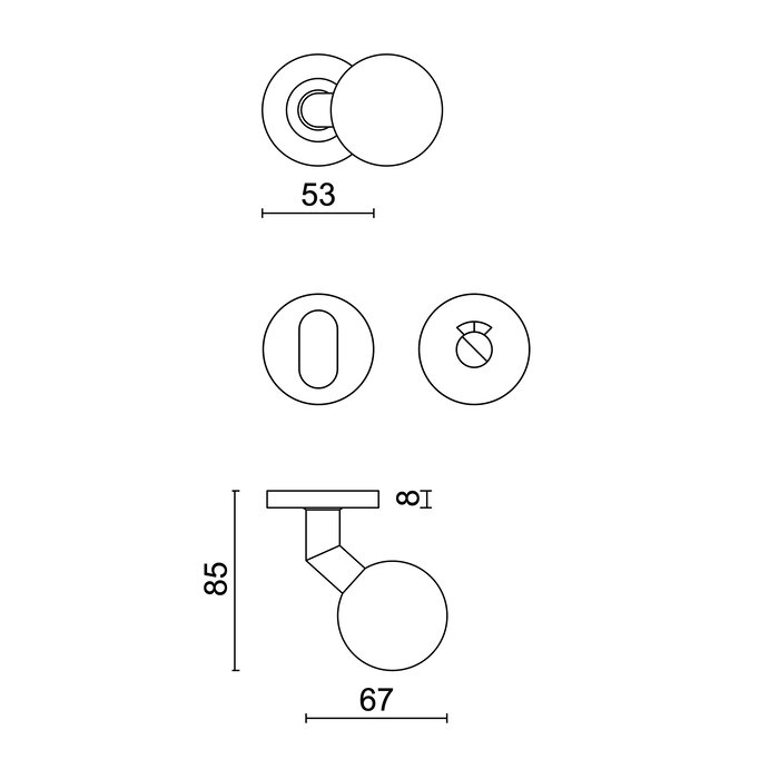 HDD RVS deurklinken/deurknoppen BS Shape 50 mm ook voor buiten