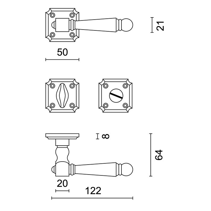 HDD Poignées de porte aspect acier inoxydable Rubens