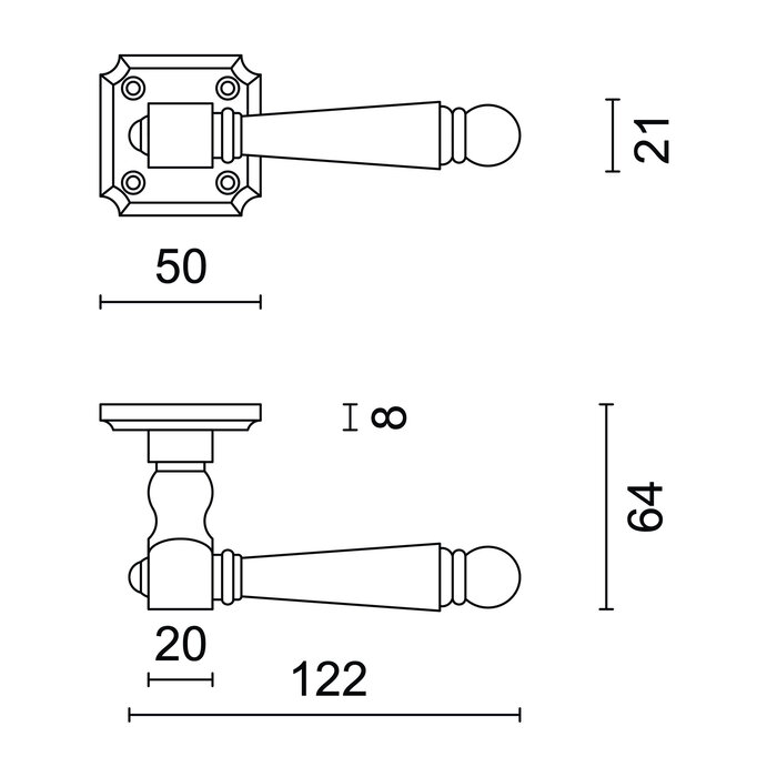 HDD Poignées de porte aspect acier inoxydable Rubens