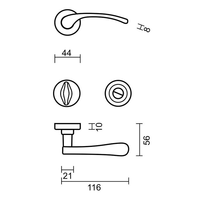HDD Solid Cromsat door handles Nicole