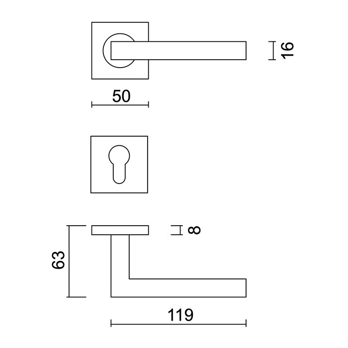HDD witte deurklinken Kubic Shape met structuur