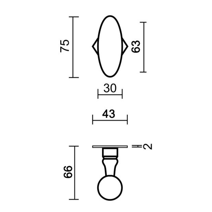 HDD Eisentürgriffe „Olive“ auf rautenförmiger Rosette