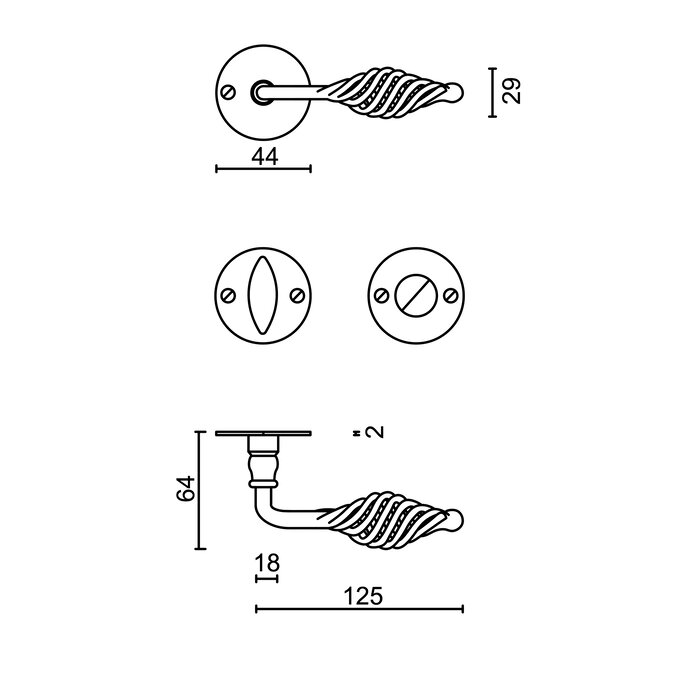 HDD Iron door handles 'spiralus round'