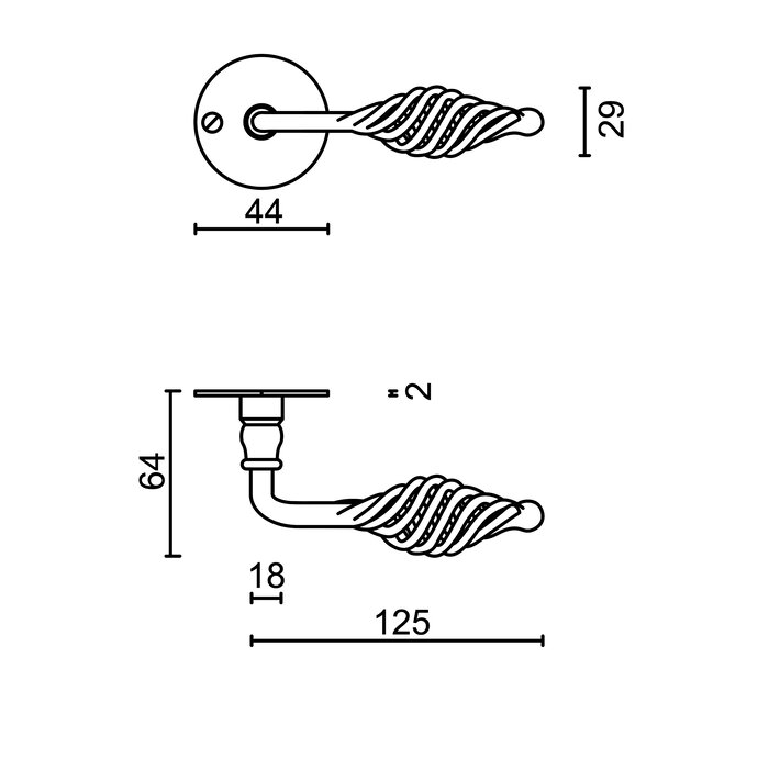 HDD Iron door handles 'spiralus round'