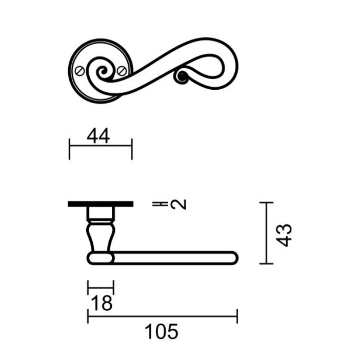 HDD Iron door handles 'Romana round'