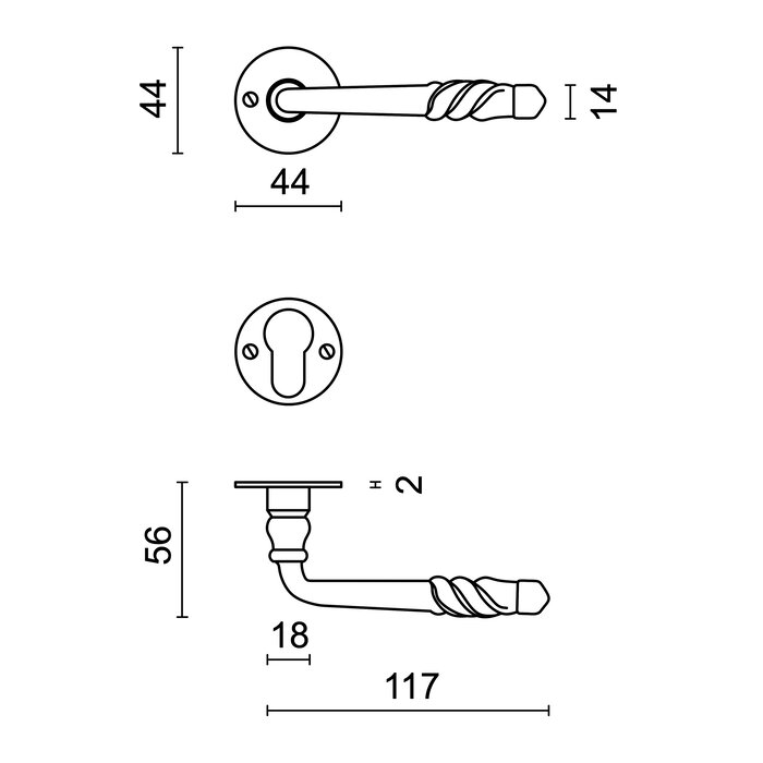 HDD Iron door handles 'Harmony round'