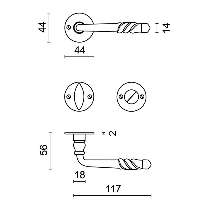HDD Iron door handles 'Harmony round'