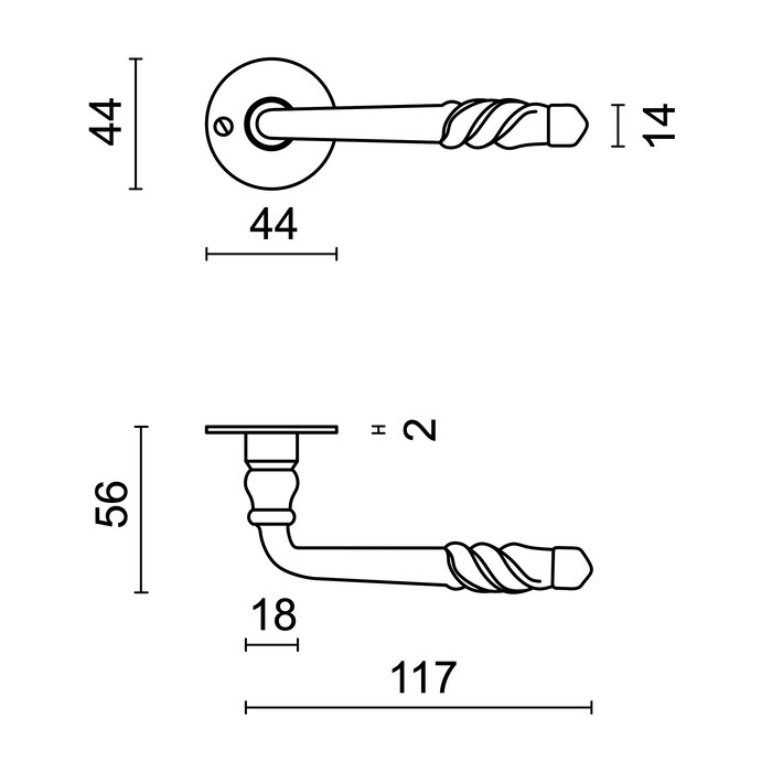 HDD Iron door handles 'Harmony round'
