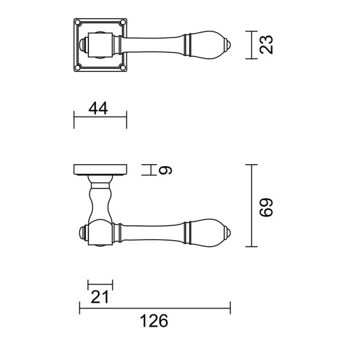 HDD Alte silberne Türgriffe „Carre“