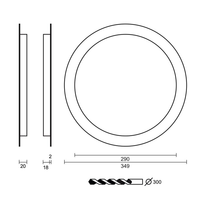 HDD Hublot rond 290mm sans trous de vis - acier inoxydable