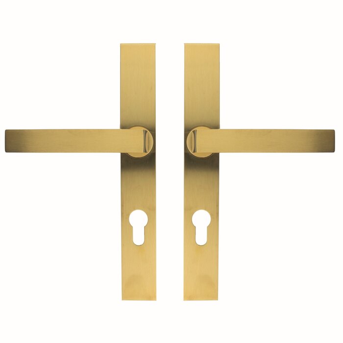 HDD Mattgoldenes Sicherheitsset auf geradem Schild – Hocker und Hocker