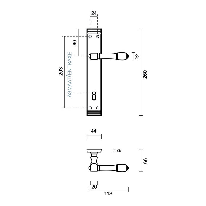 HDD Door handles Aldagonda gold on straight plate
