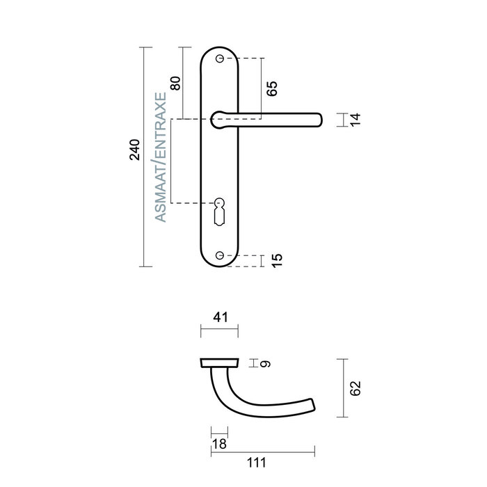 HDD Deurklinken Lilla RVS look op ovale plaat