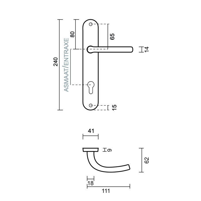HDD Deurklinken Lilla RVS look op ovale plaat