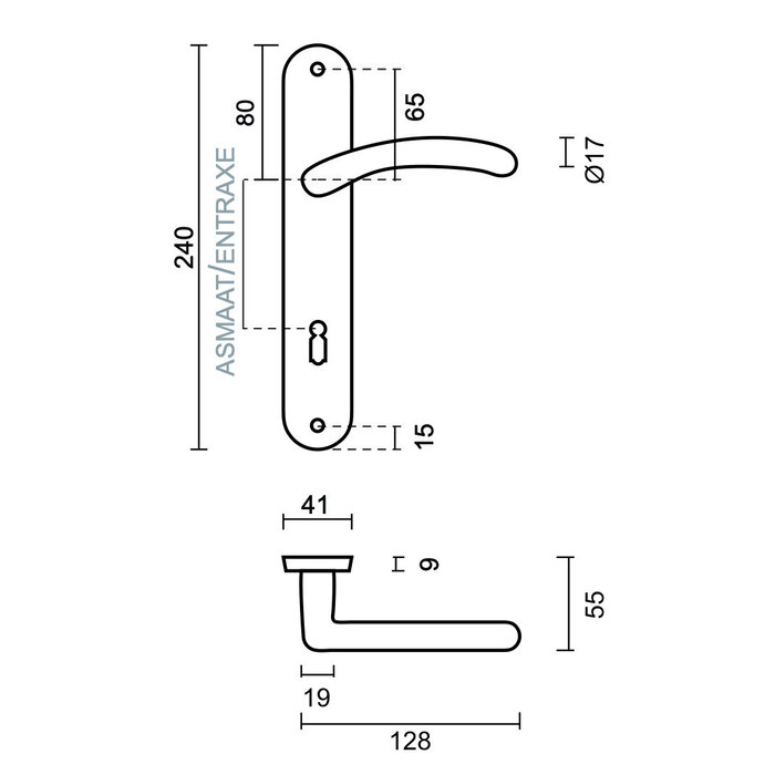 HDD Türgriffe Engel Edelstahloptik auf ovaler Platte
