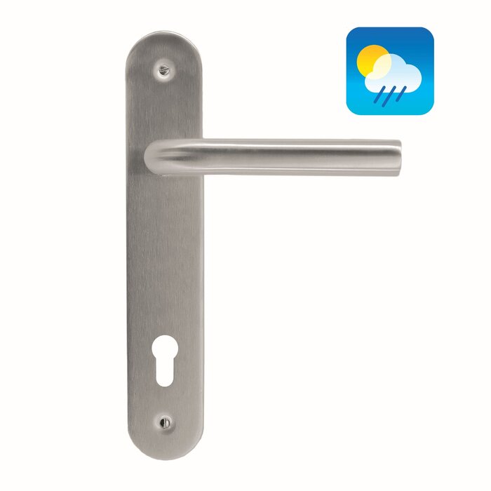 HDD Stainless steel door handles 'L shape' on oval plate