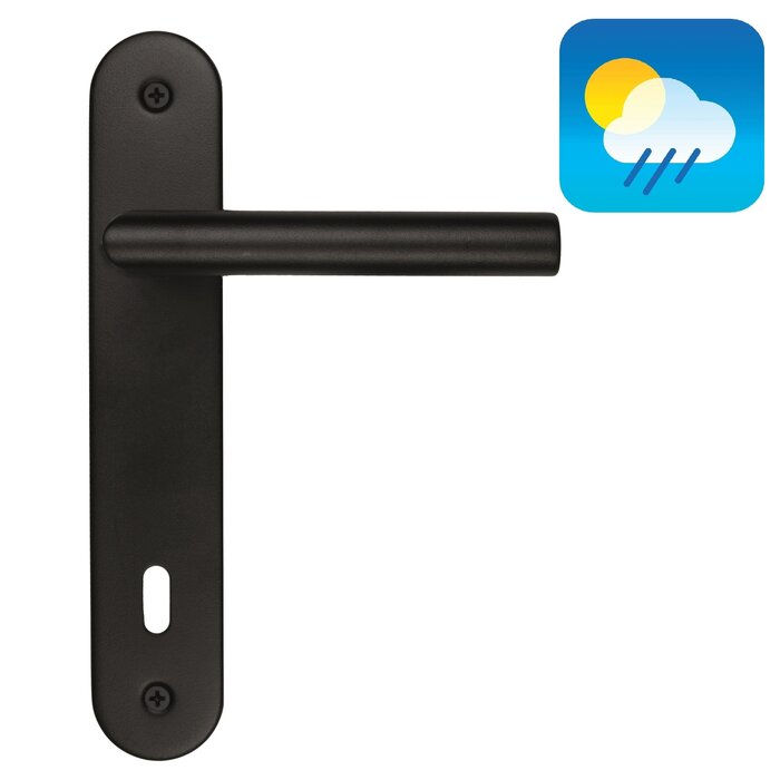 HDD Black door handle I SHAPE 19mm on plate - with UV textured lacquer