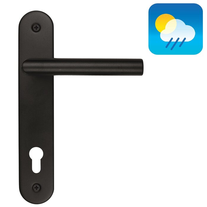 HDD Black door handle I SHAPE 19mm on plate - with UV textured lacquer