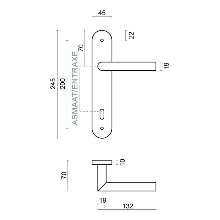 HDD Zwarte deurkruk I SHAPE 19mm  op plaat - met UV structuurlak
