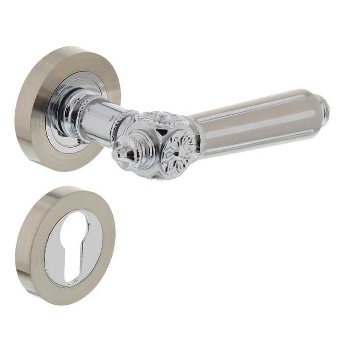 Intersteel Intersteel Poignée de porte 1716 Julietta rosace ronde en Chrome/nickel mat
