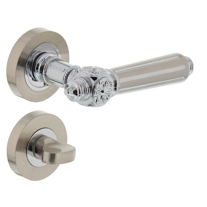 Intersteel Intersteel Door handle 1716 Julietta round rosette in matt Chrome/nickel